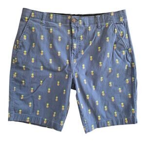 Plugg Flex Navy Pineapple Men's Flat Front Shorts Size 36